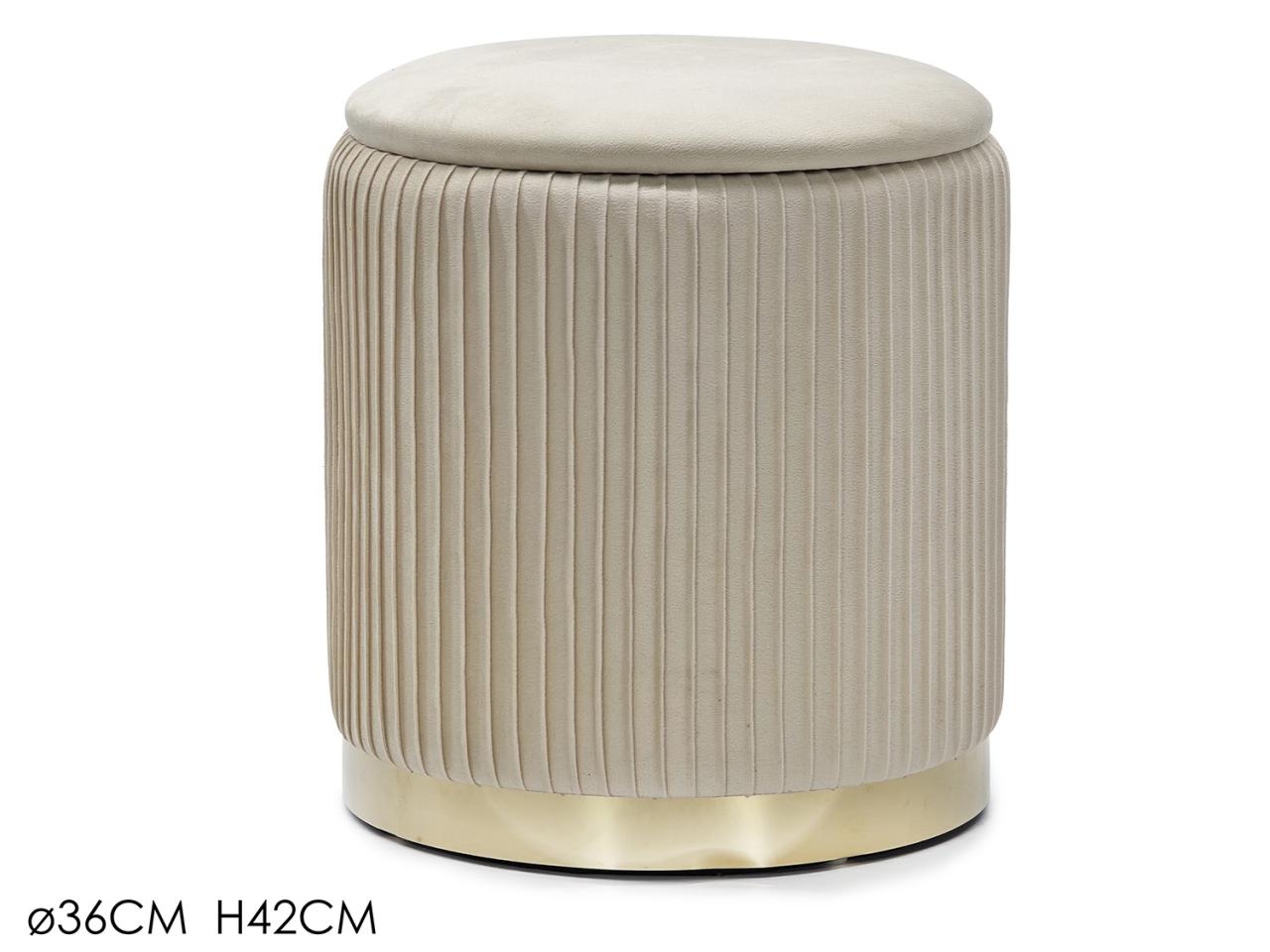 POUF CONTENITORE D.36X42CM VELLUTO CREMA 642962