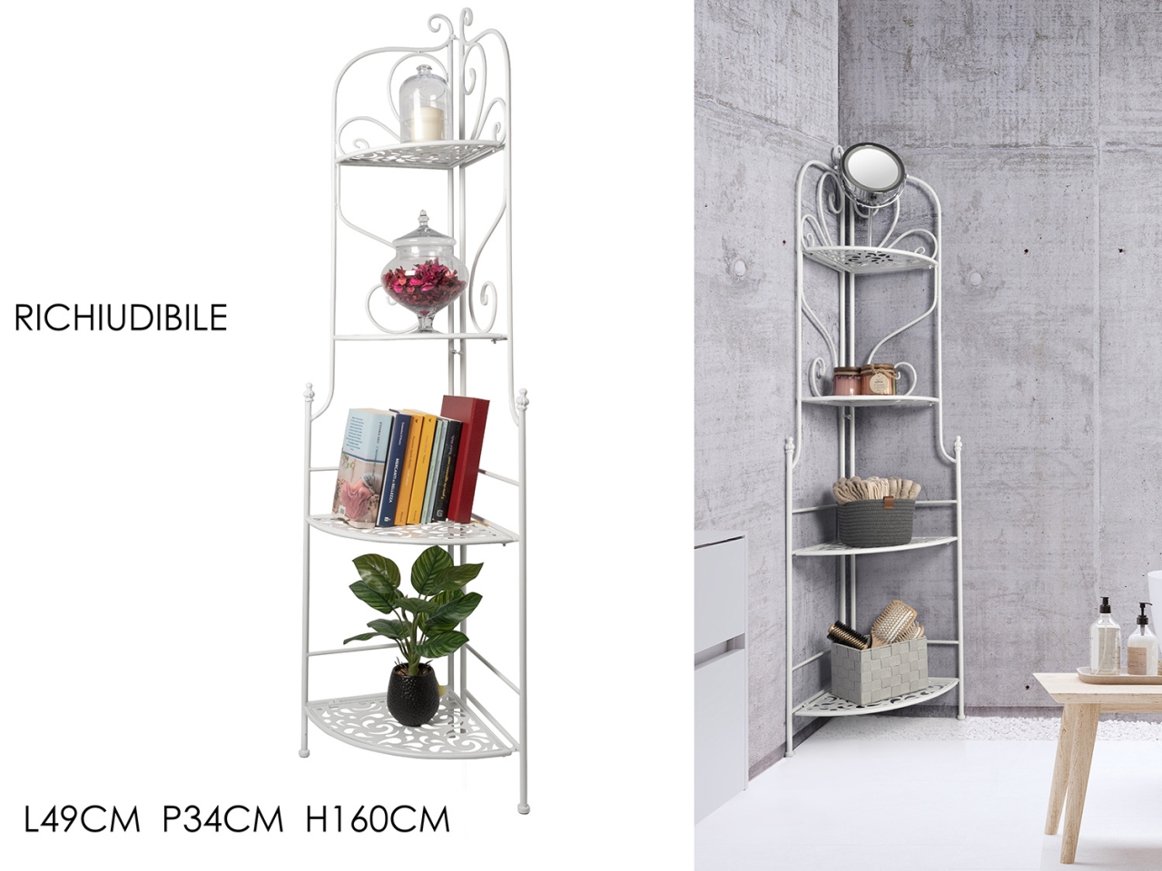 FLORIENNE SCAFFALE ANGOLARE CON 4 RIPIANI 693121