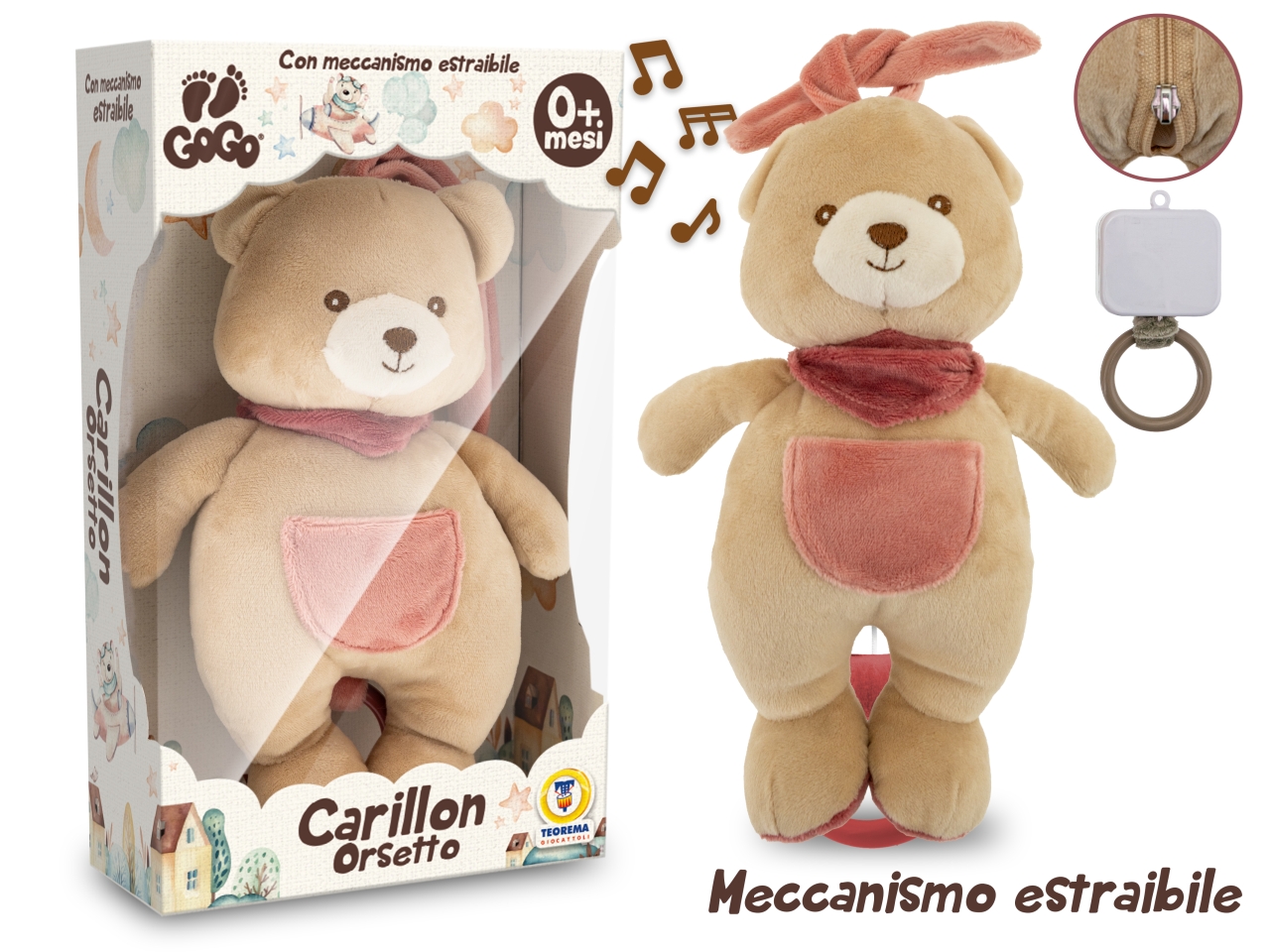 GOGO ORSETTO MORBIDOSO CON CARILLON 25CM 39615