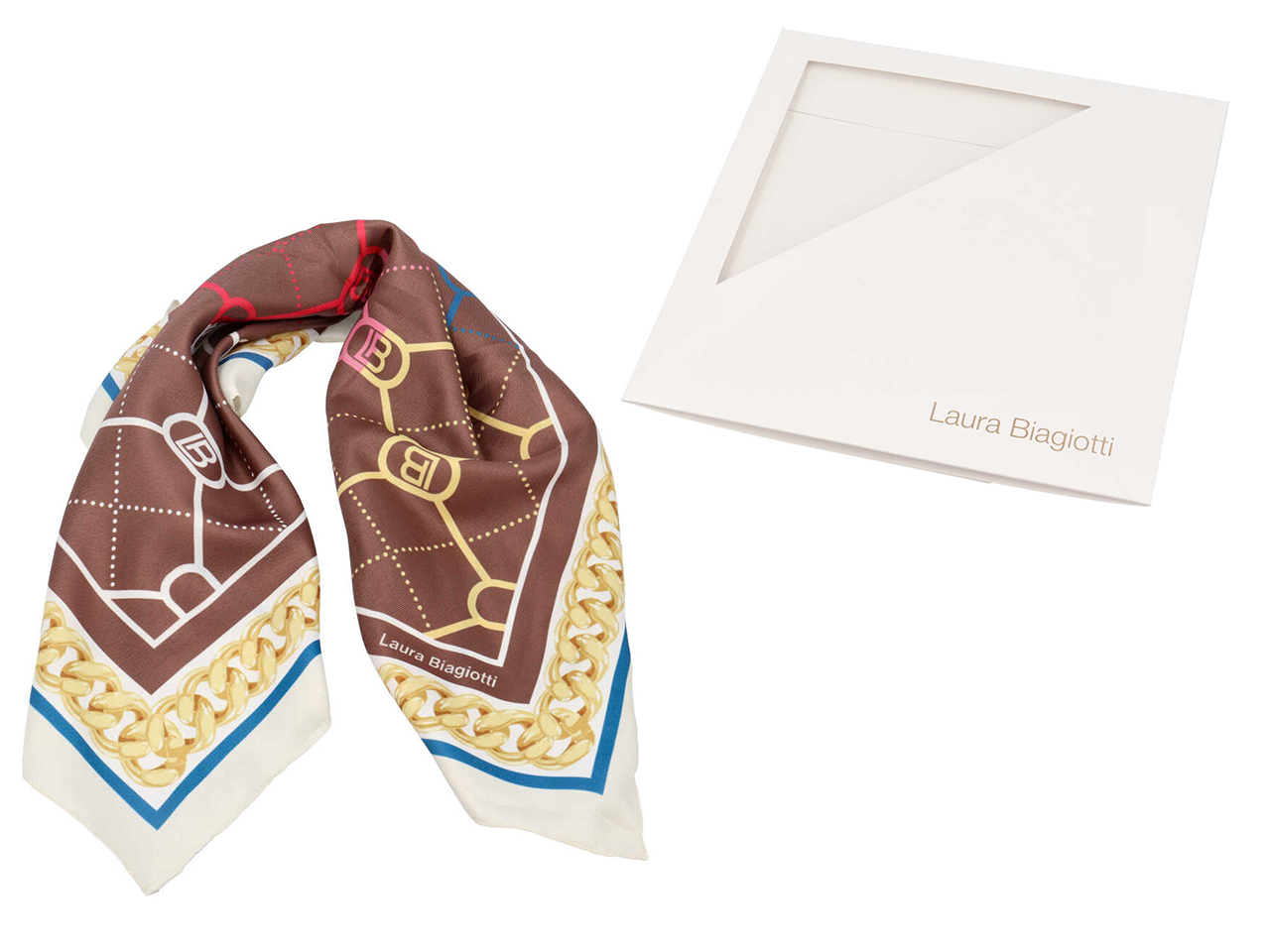 FOULARD CATENA MULTI MARRONE 53X53CM LB26S102-16