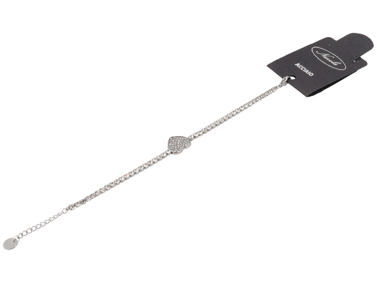 BRACCIALE TENNIS CON CUORE PAVE’ CENTRALE