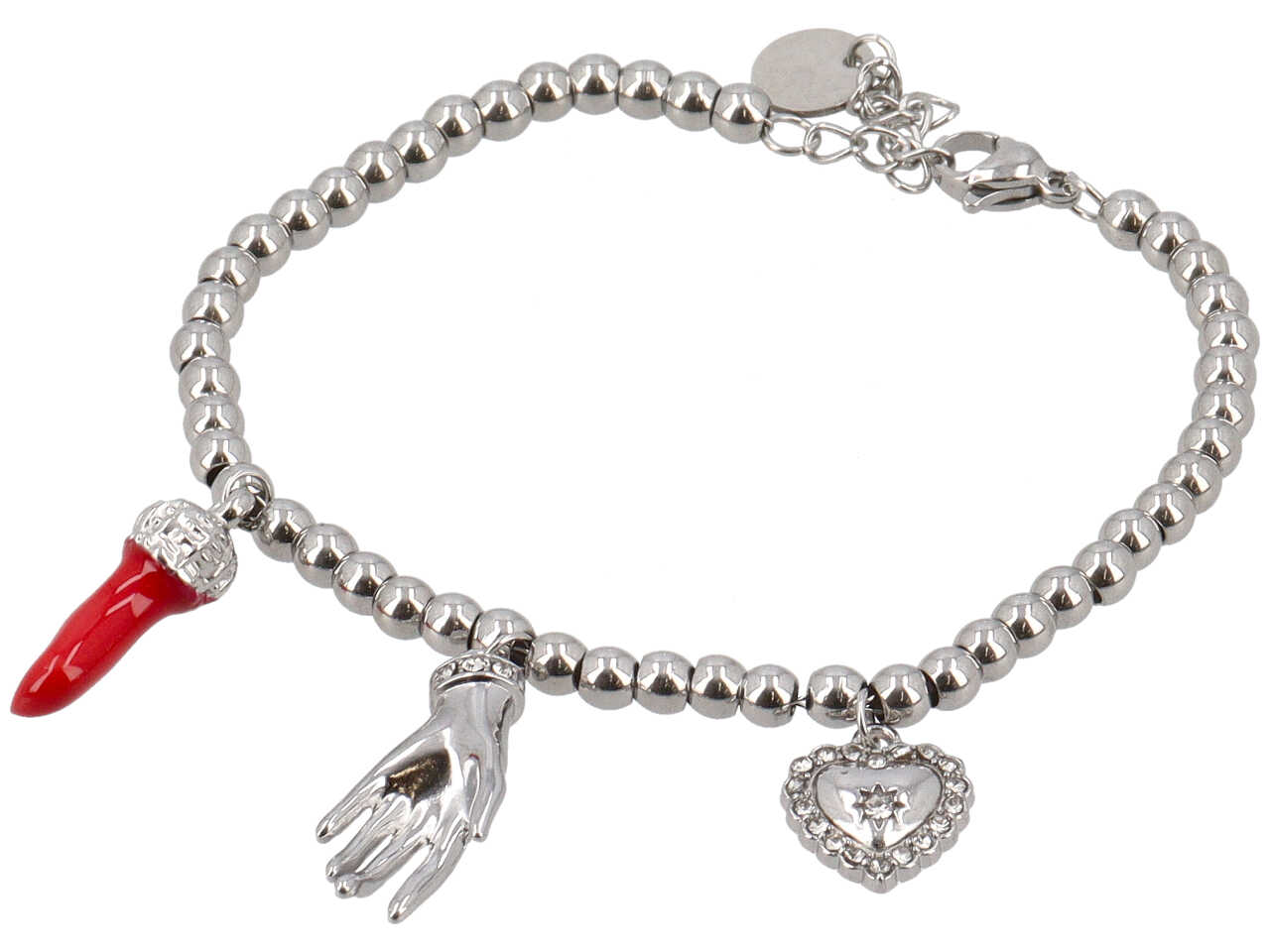 BRACCIALE PALLINI CORNO MANO E CUORE SACRO ZIRCONI