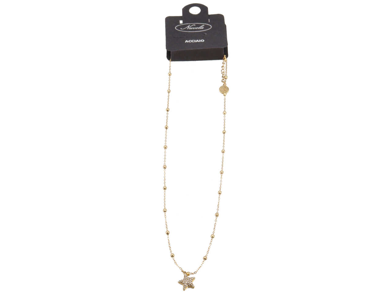 GIROCOLLO SFERE ALTERNATE E STELLA A PAVE’ ORO