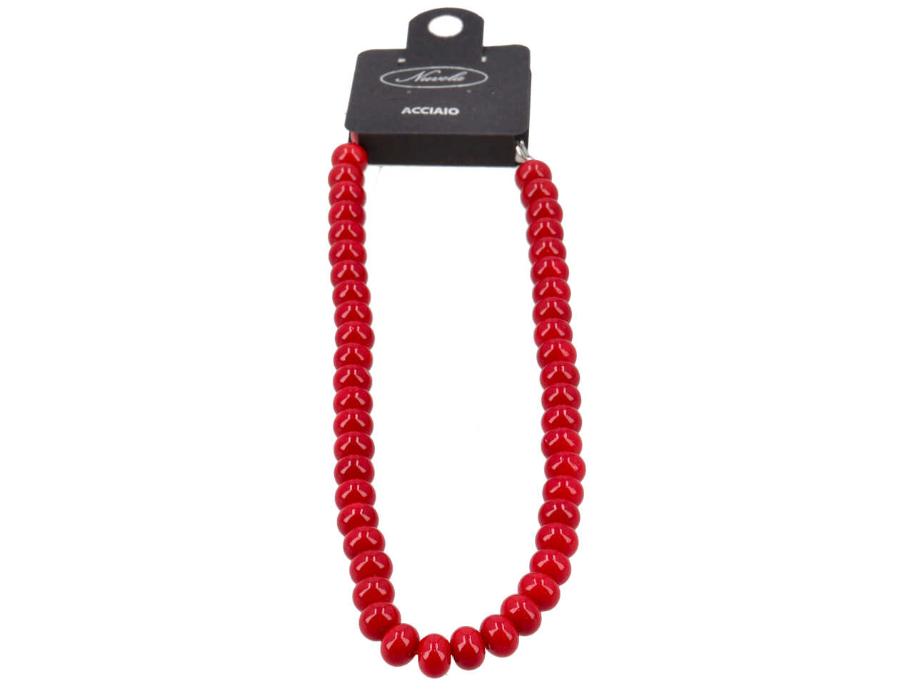 COLLANA PERLE OVALI ROSSO CORALLO