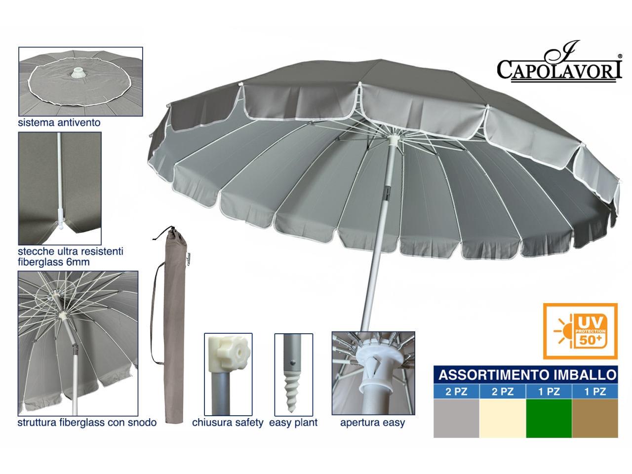 OMBRELLONE LUXURY 110x16CM CON SNODO 7001