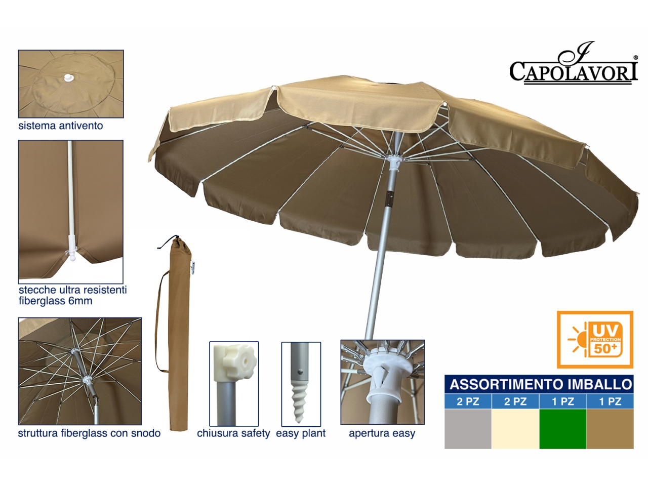 OMBRELLONE LUXURY 100x12CM CON SNODO 7002