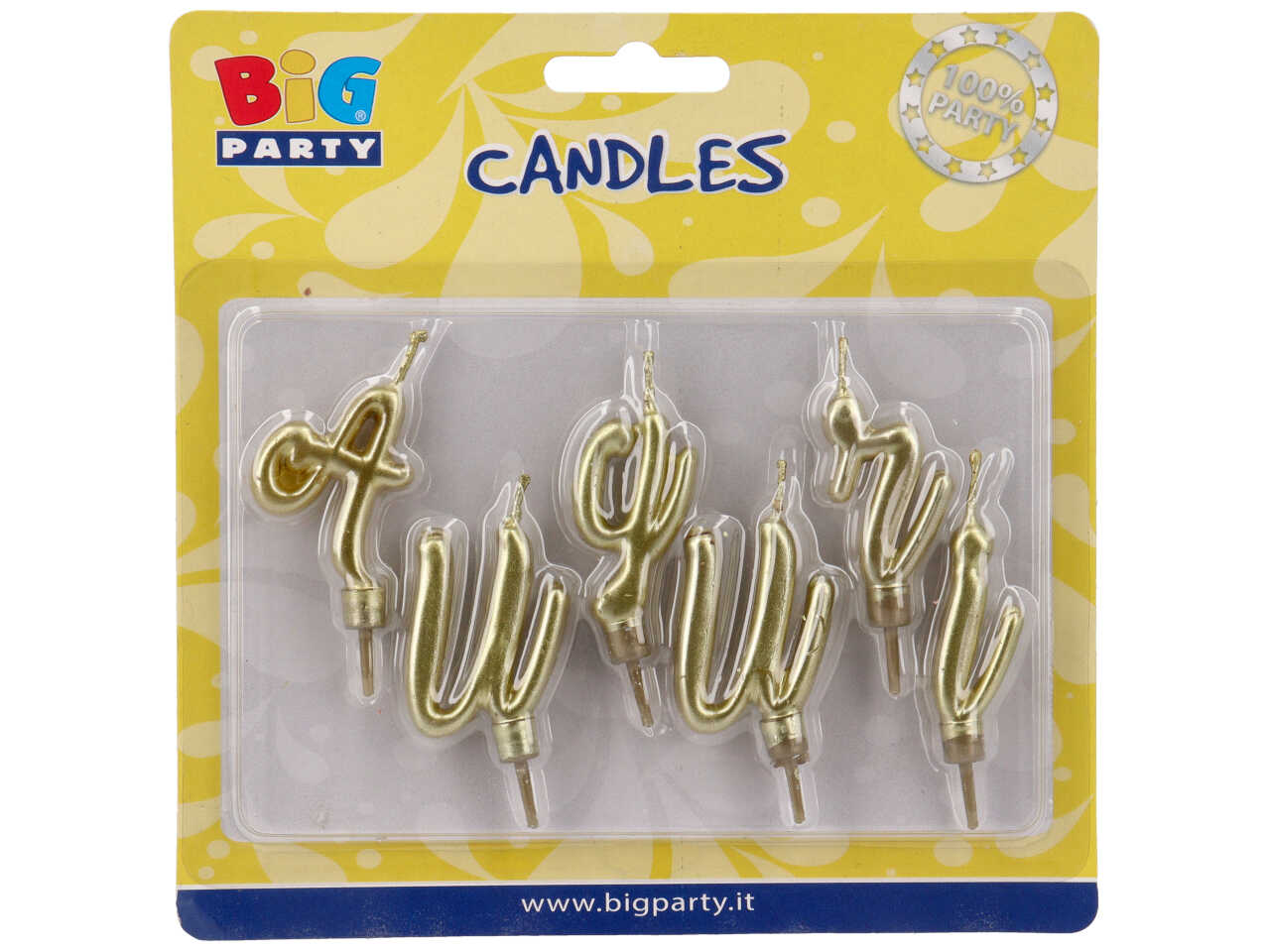 SET CANDELINE ITALIC AUGURI ORO METAL 5CM 74345 SET CANDELINE ITALIC AUGURI ORO METAL 5CM 74345