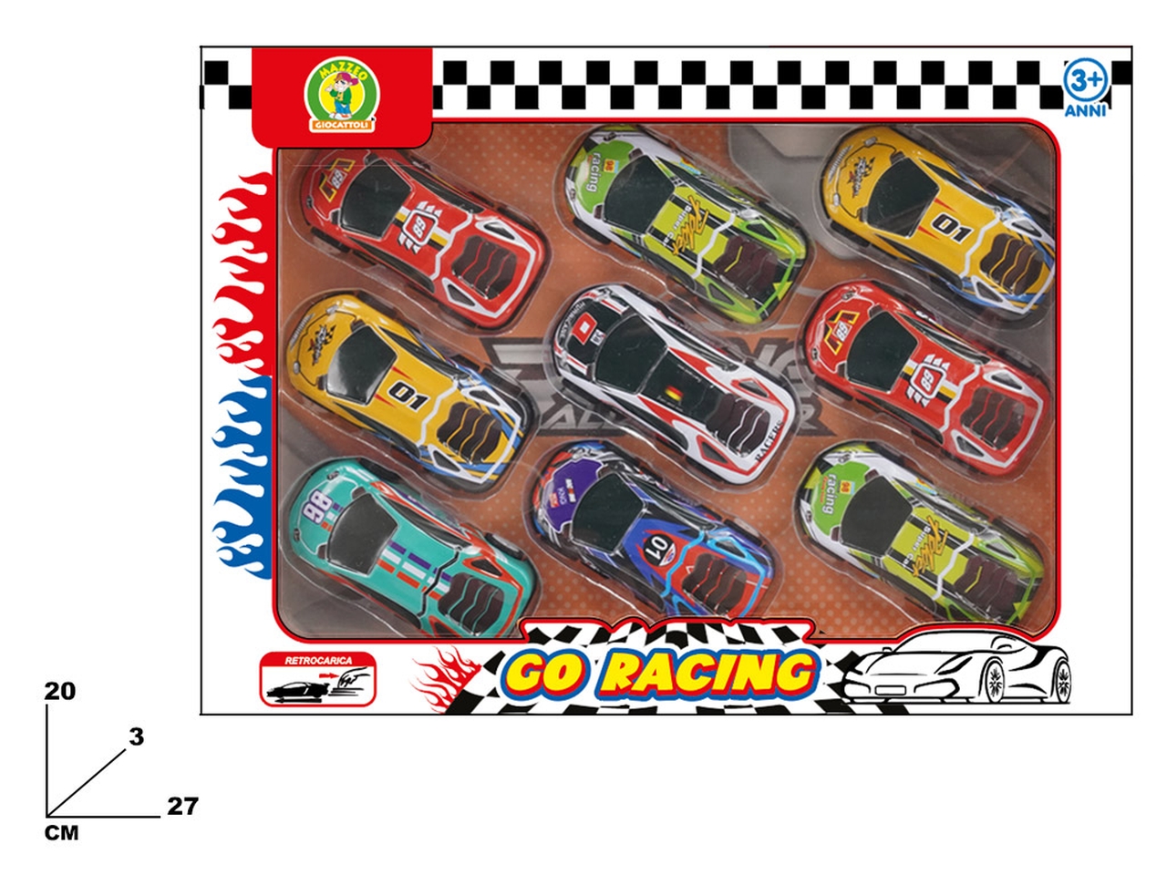 AUTO GO RACING RETROCARICA SET DA 9 AUTO GO RACING RETROCARICA SET DA 9