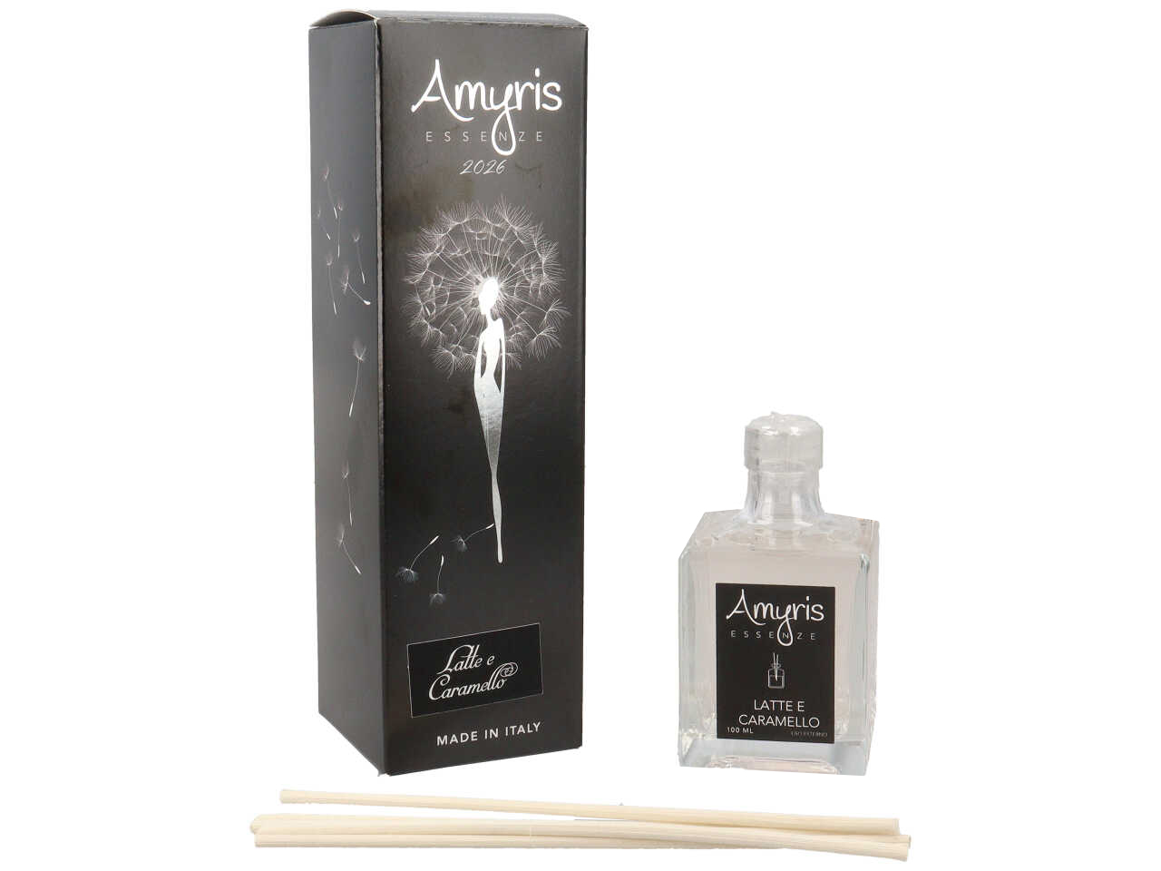 DIFFUSORE CON BACCHETTE 100ML LATTE E CARAMELLO