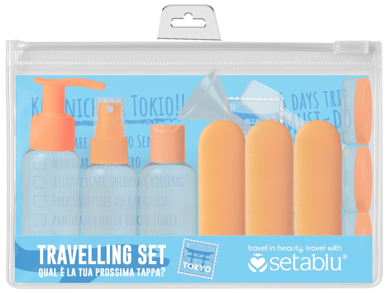 KIT FLACONI DA VIAGGIO 11 PEZZI ETICHETTE 62526