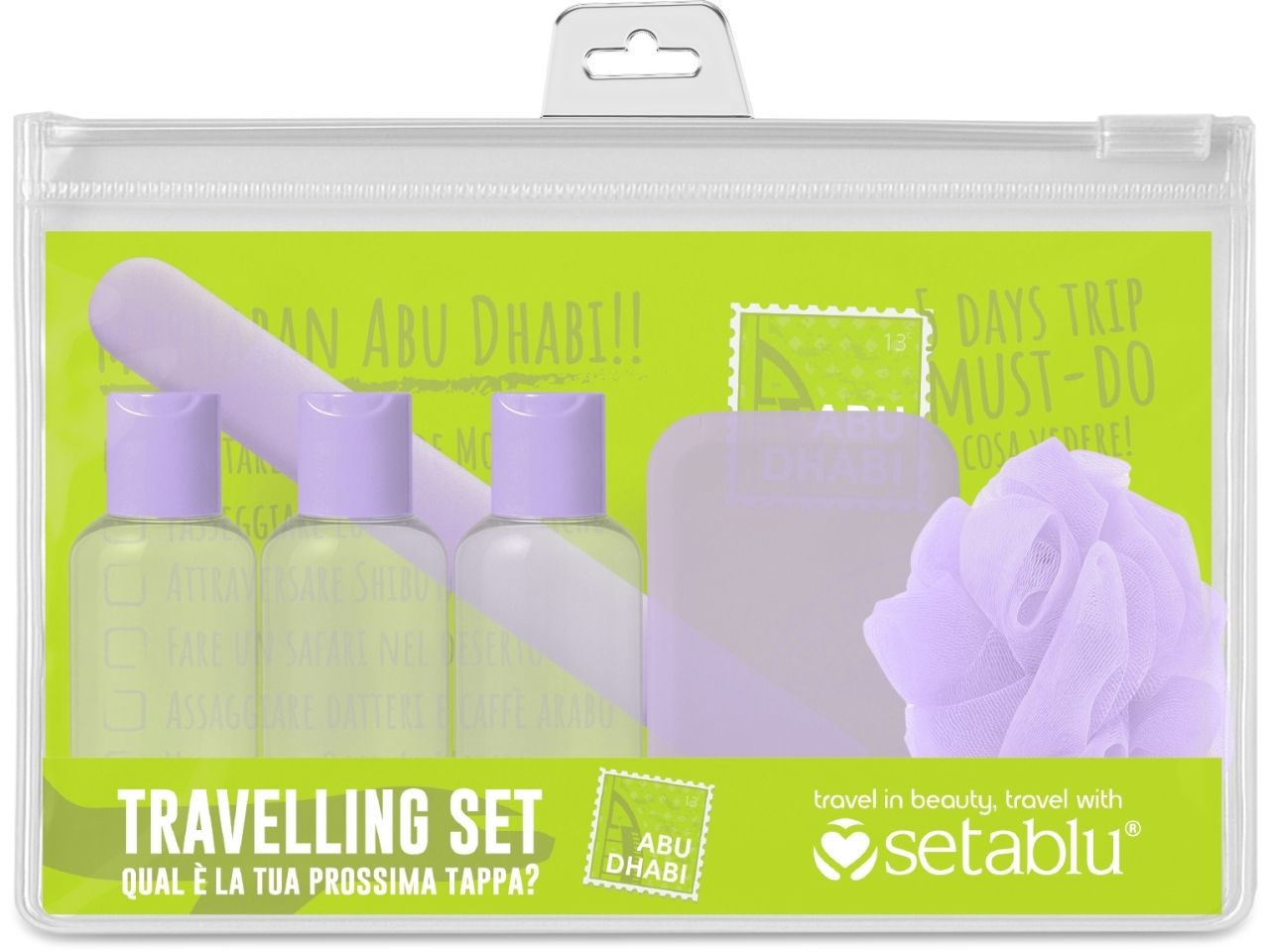 KIT FLACONI DA VIAGGIO 6 PEZZI ETICHETTE 62528