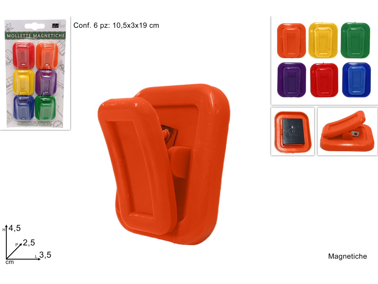 MOLLETTE MAGNETICHE 6PZ COLORATE DEV23005731 MOLLETTE MAGNETICHE 6PZ COLORATE DEV23005731