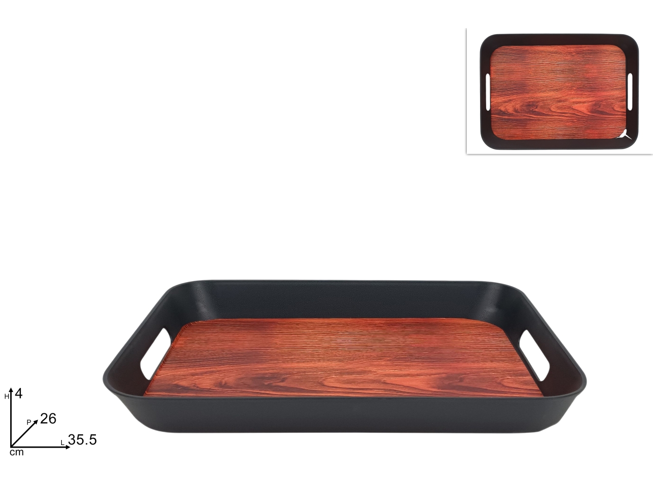 VASSOIO PLASTICA 35,5X26CM EFF.LEGNO DEV25015461