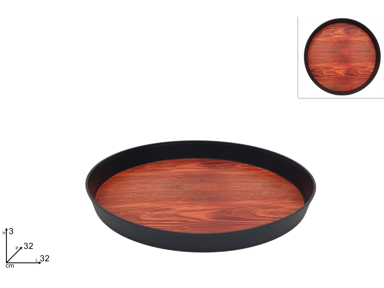 VASSOIO PLASTICA 32CM EFF. LEGNO DEV25015501