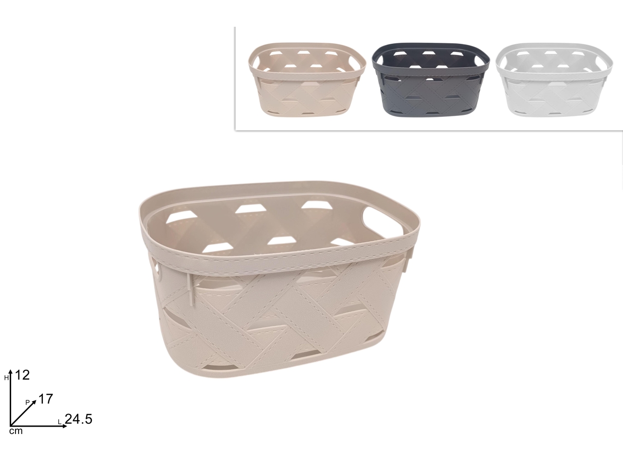CESTINO RETT.PLASTICA24,5x17x12CM 3COL.DEV25002371