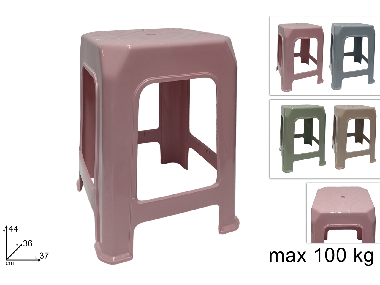 SGABELLO PLASTICA 44X37CM 4COL. DEV15011711