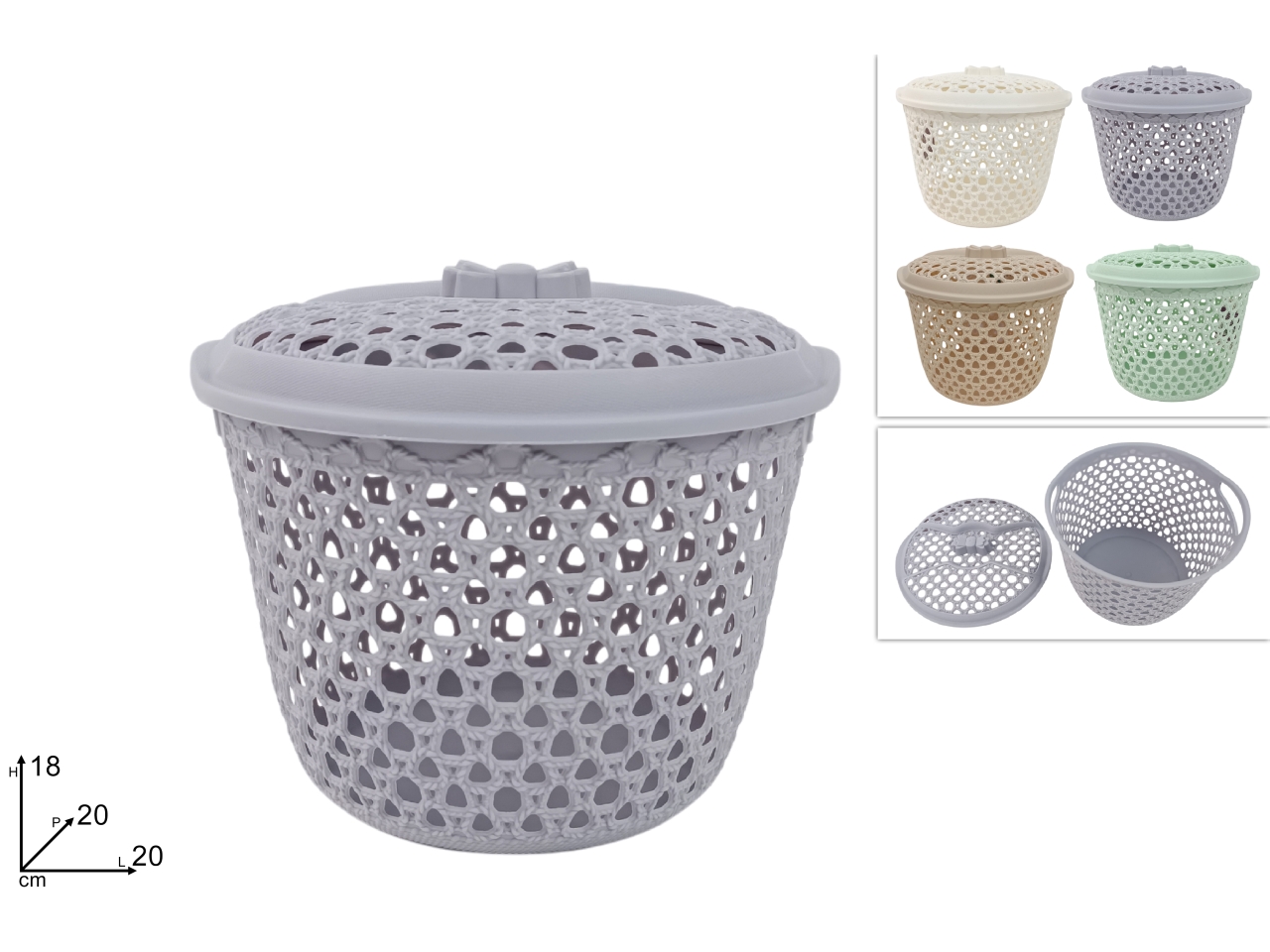 CESTINO TONDO 20CM C/COPERCHIO 4COL DEV24001911