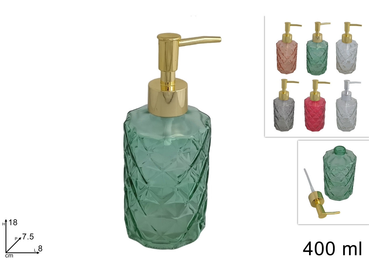 PORTASAPONE VETRO ROMBI 400ML ASS. DEV24004351 PORTASAPONE VETRO ROMBI 400ML ASS. DEV24004351