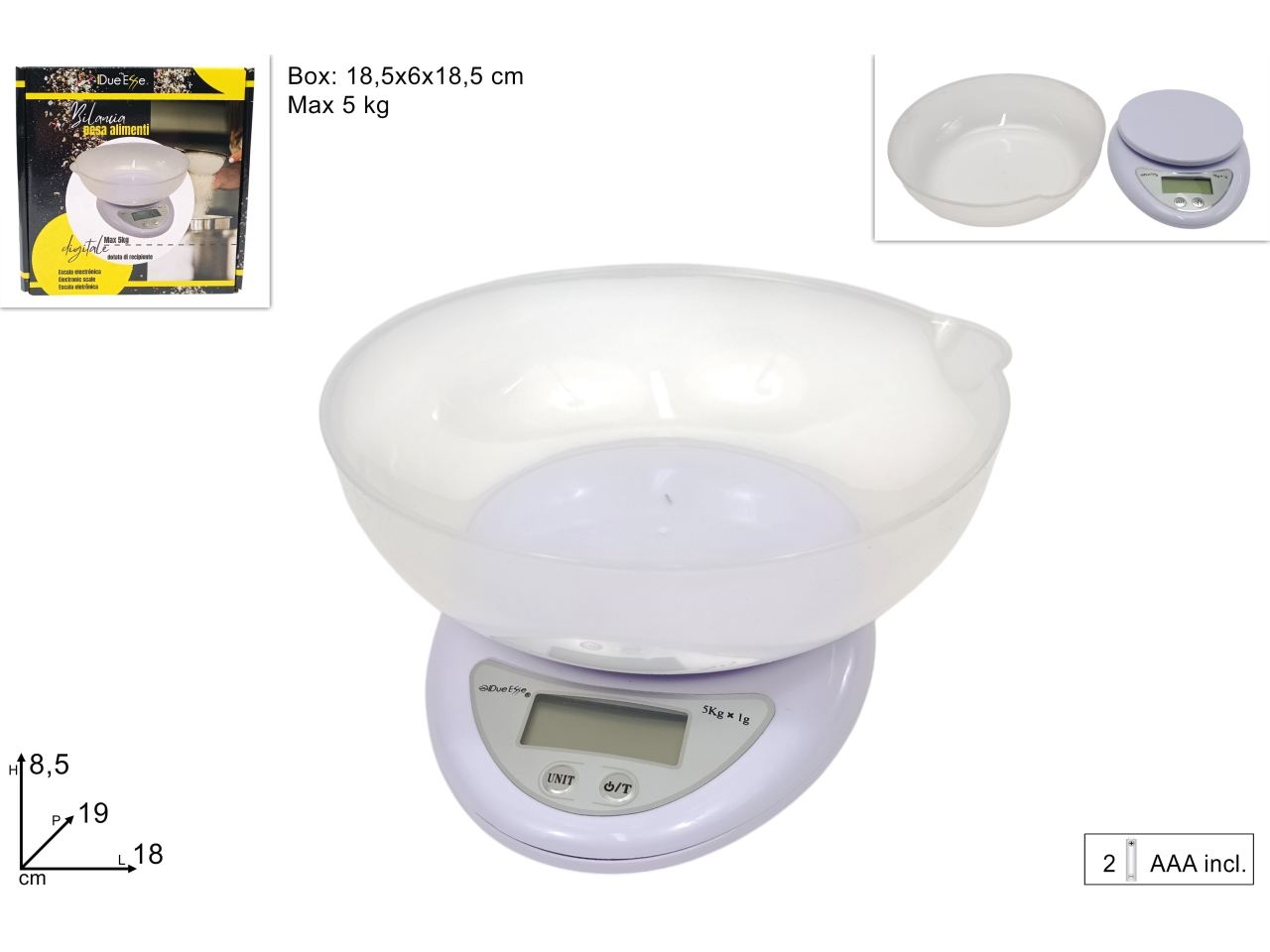 BILANCIA DIGITALE CON COPPETTA MAX 5KG DEV24010461 BILANCIA DIGITALE CON COPPETTA MAX 5KG DEV24010461