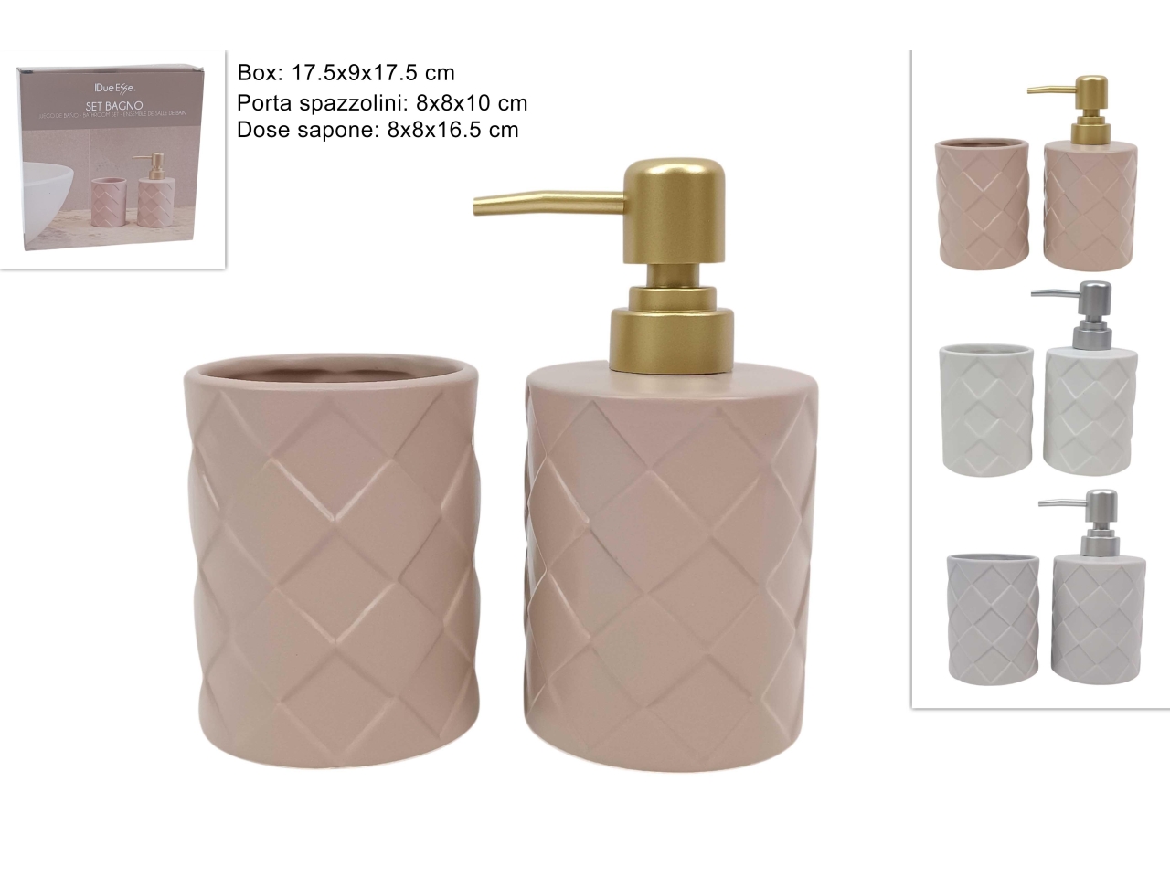 SET BAGNO 2PZ CERAMICA A ROMBI 3COL. DEV25010761