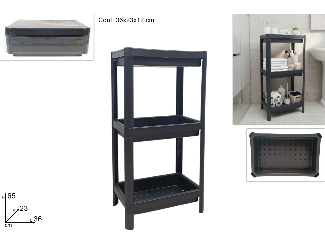 SCAFFALE 3 RIPIANI 36X23X65CM DEV25013541