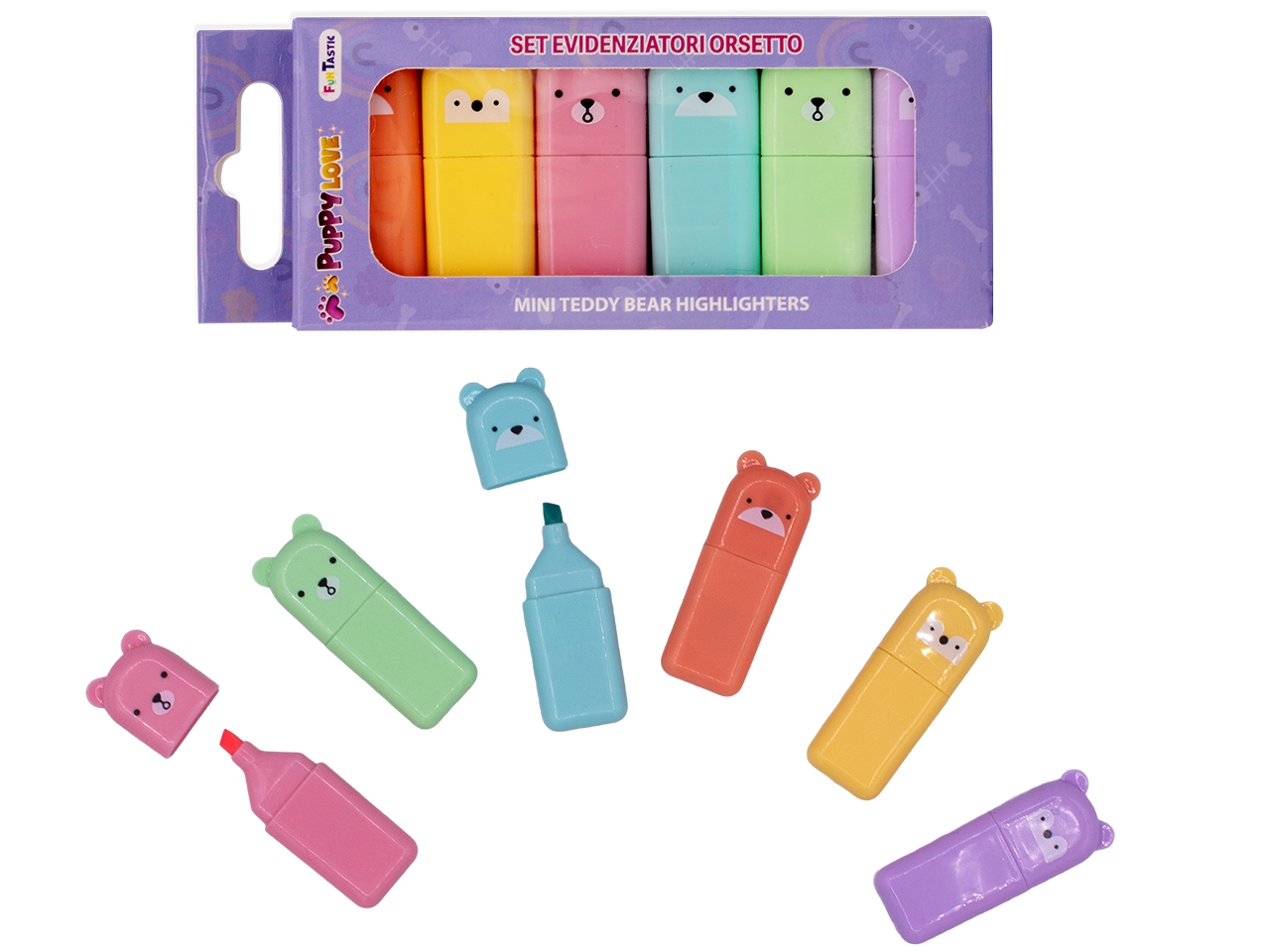 MINI EVIDENZIATORI ORSETTO SET DA 6 PZ CREAS078
