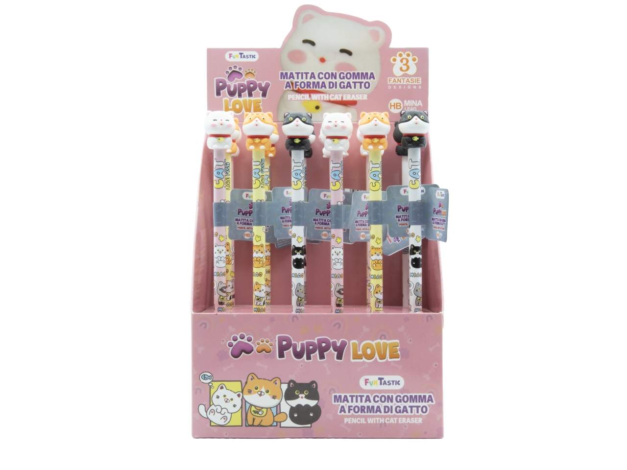 MATITA CON GOMMA A FORMA GATTO ASSORTITA CREAS203