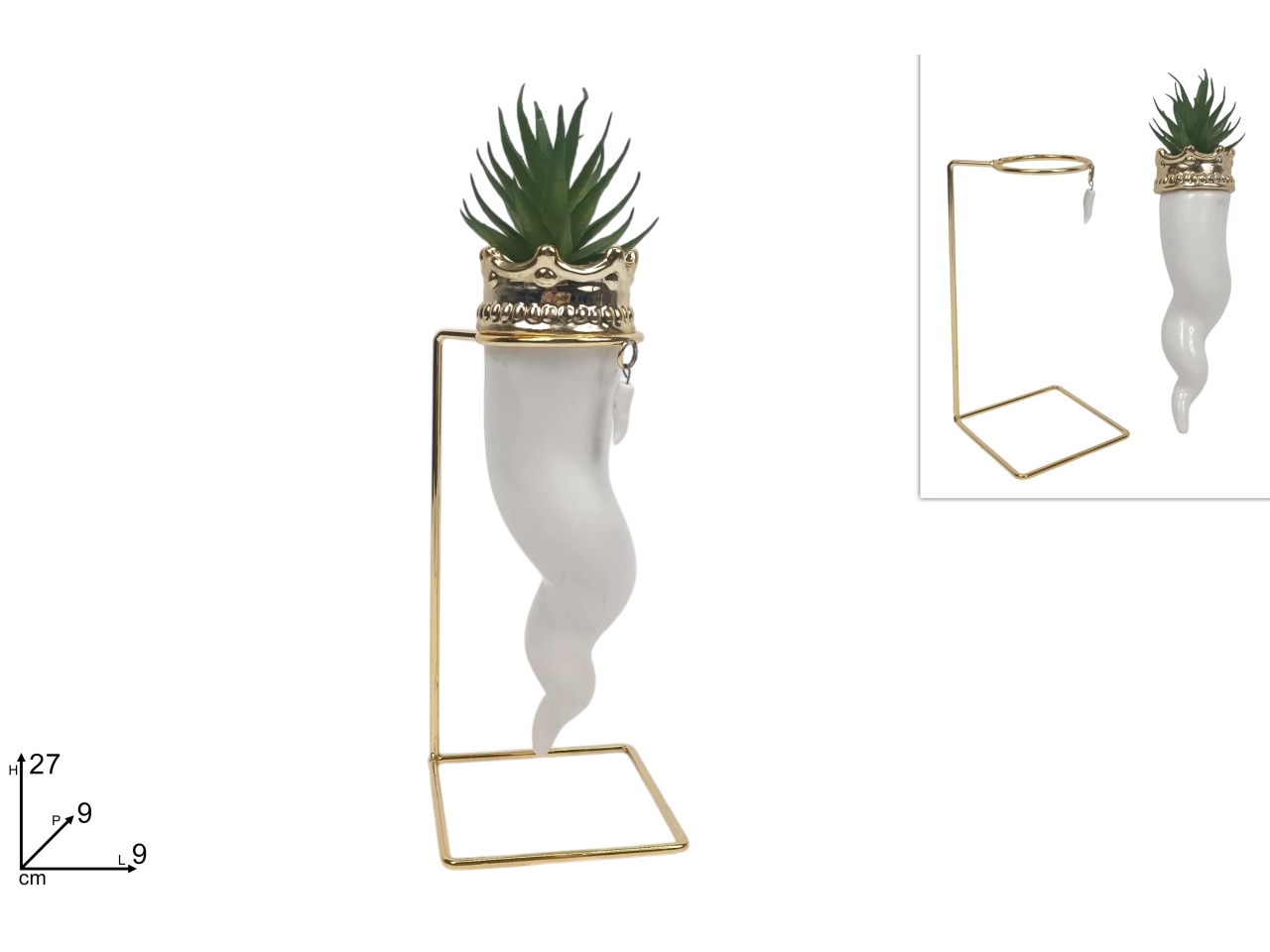 CORNO BIANCO CERAMICA C/PIANTA E BASE DEV25018542