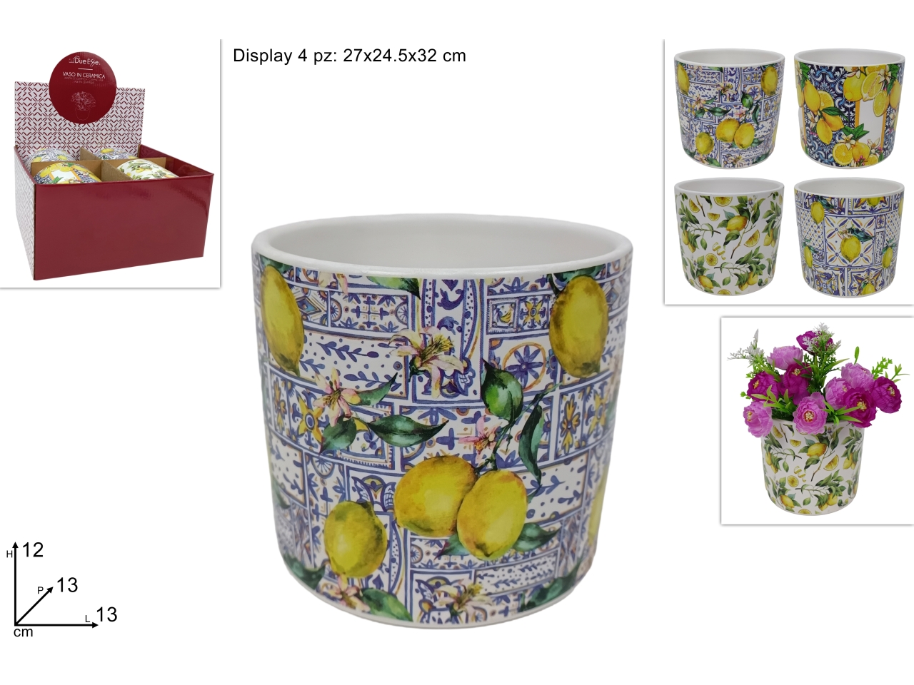VASO DEC.LIMONI 13XH.12CM 4 ASS DEV24014231