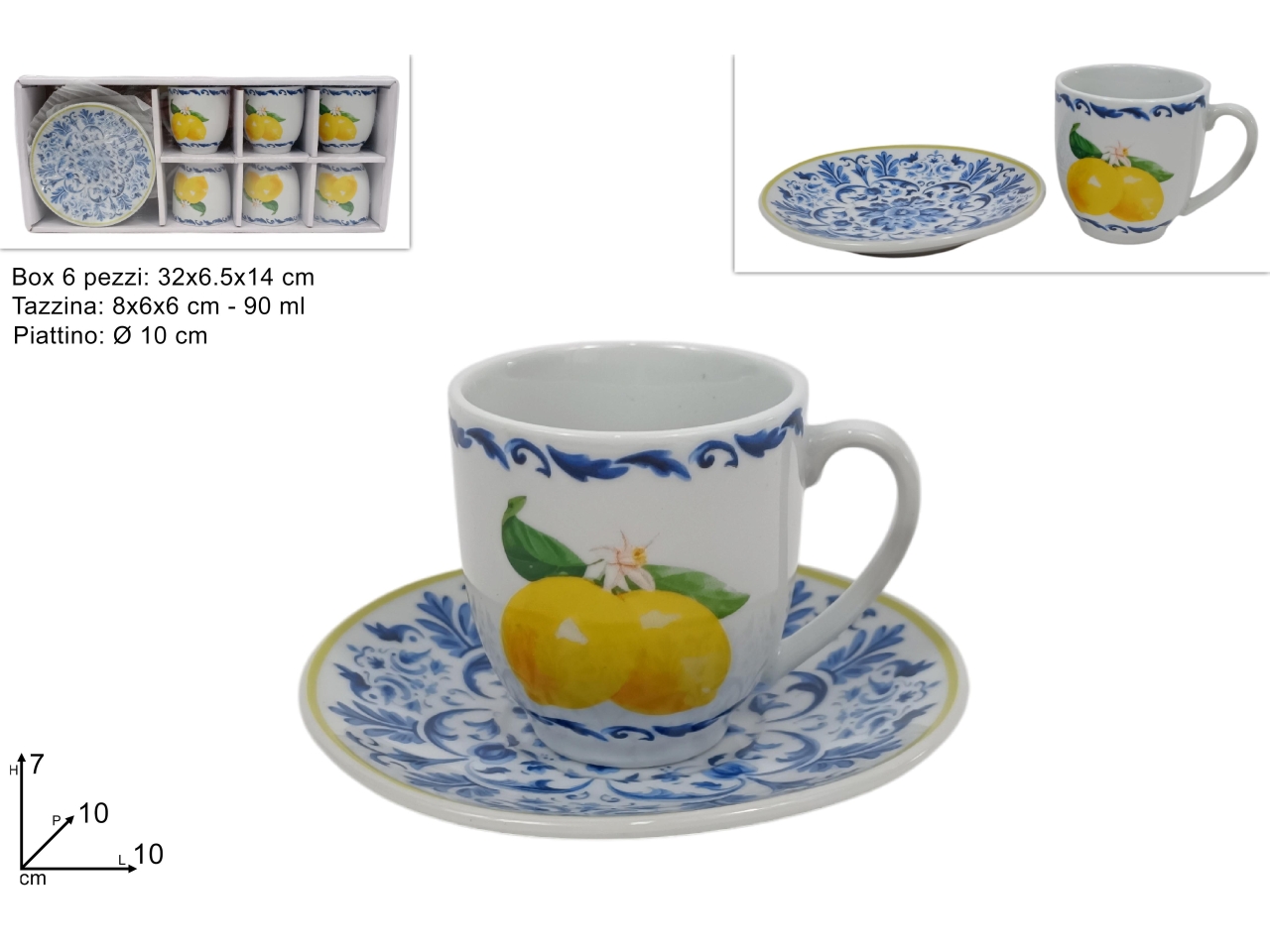 TAZZINE C/PIATTINO 6PZ MAIOLICA LIMONI DEV24023631 TAZZINE C/PIATTINO 6PZ MAIOLICA LIMONI DEV24023631