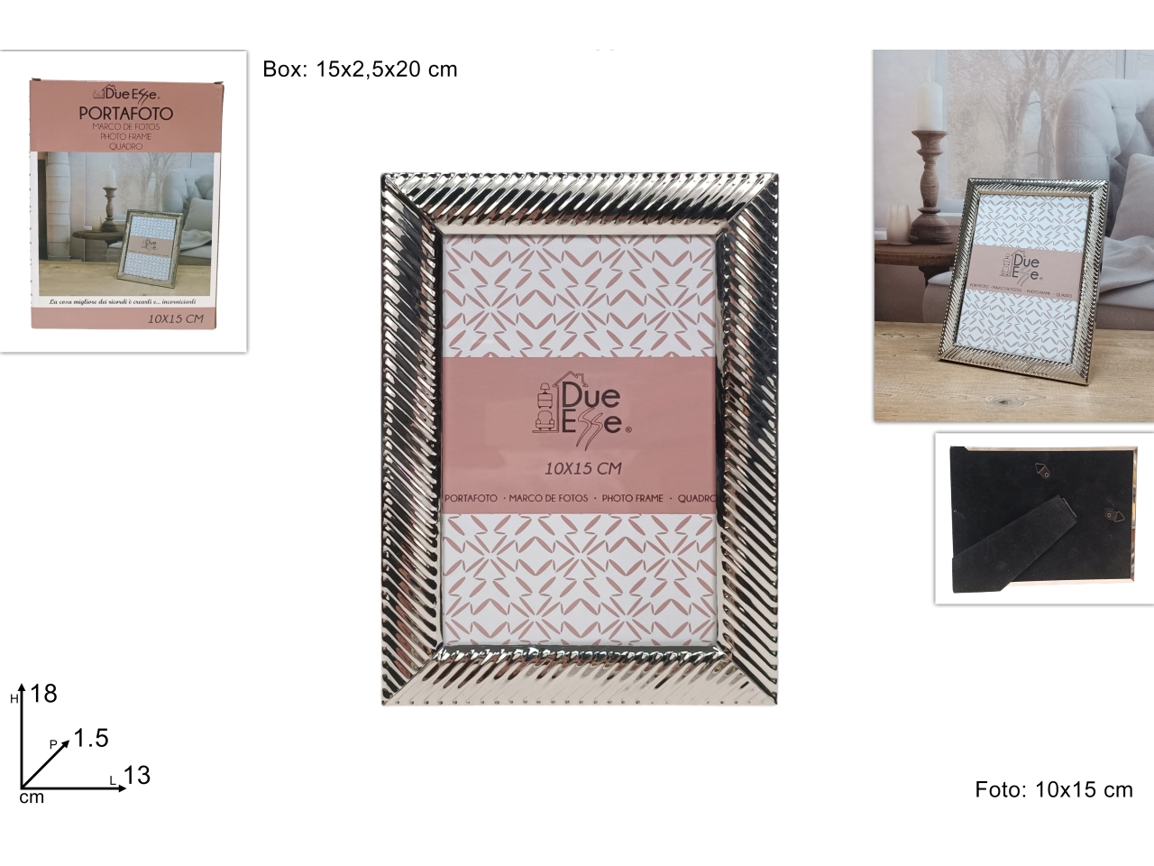 PORTAFOTO 10X15CM COLOR ARGENTO DEV24003611