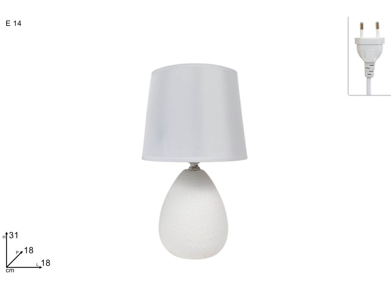 LUME CERAMICA A UOVO 31CM BIANCO DEV26000611