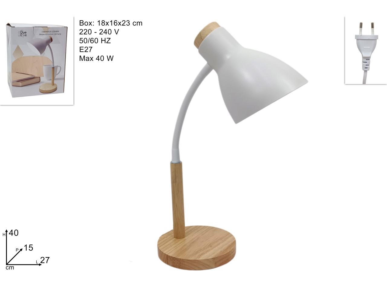 LAMPADA DA TAVOLO 40CM BIANCA DEV24021671