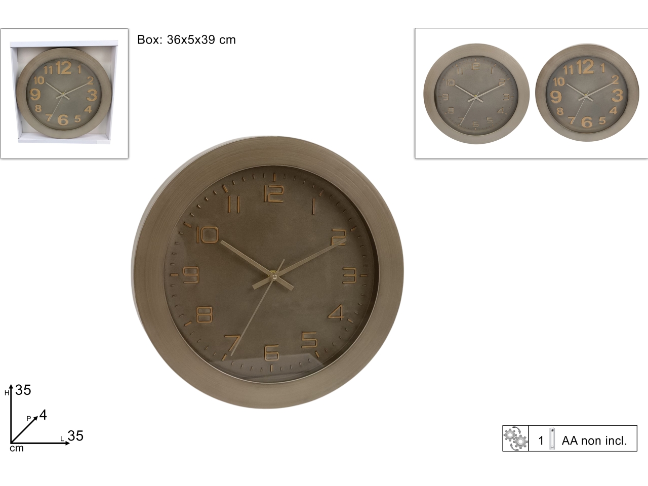 OROLOGIO DA MURO 35CM 2ASS DEV26001391