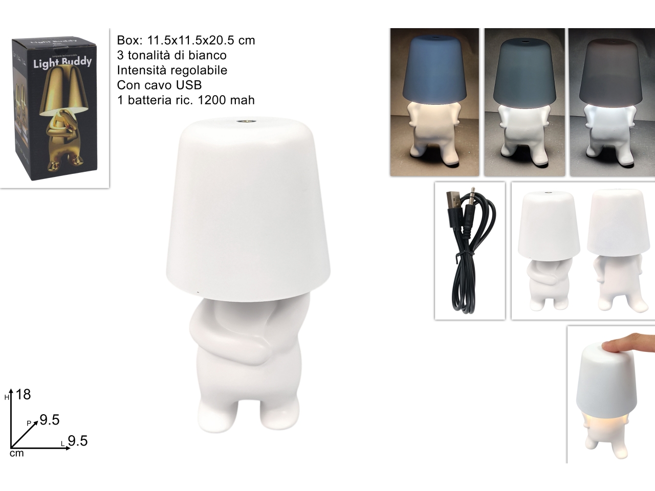 LAMPADA OMINO STILIZ.18,5CM BIANC.2ASS DEV25009891