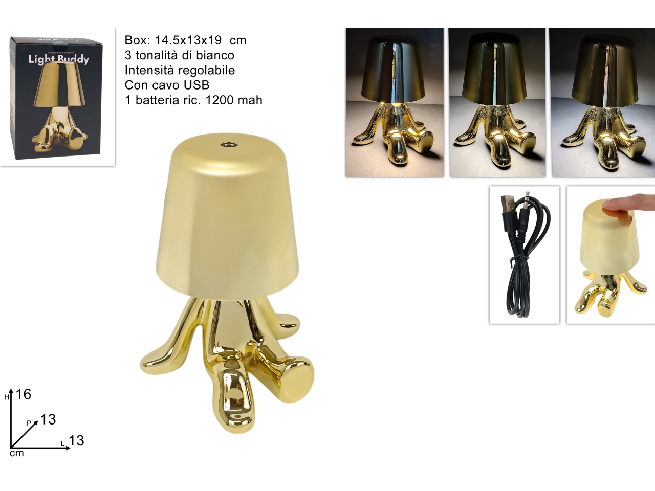 LAMPADA OMINO SEDUTO STILIZ. 16CM ORO DEV25009901