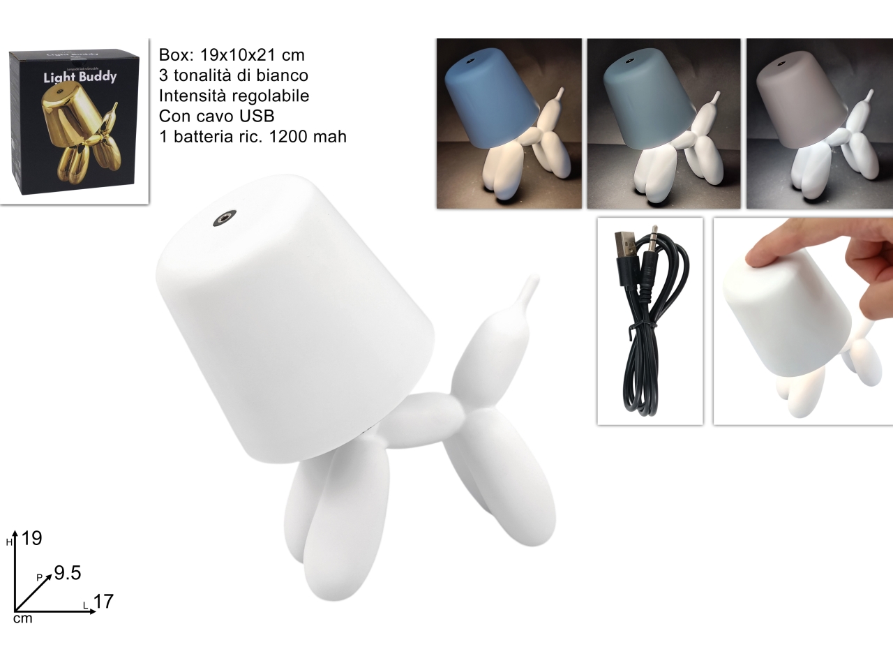 LAMPADA CANE STILIZZATO BIANCO DEV25009971