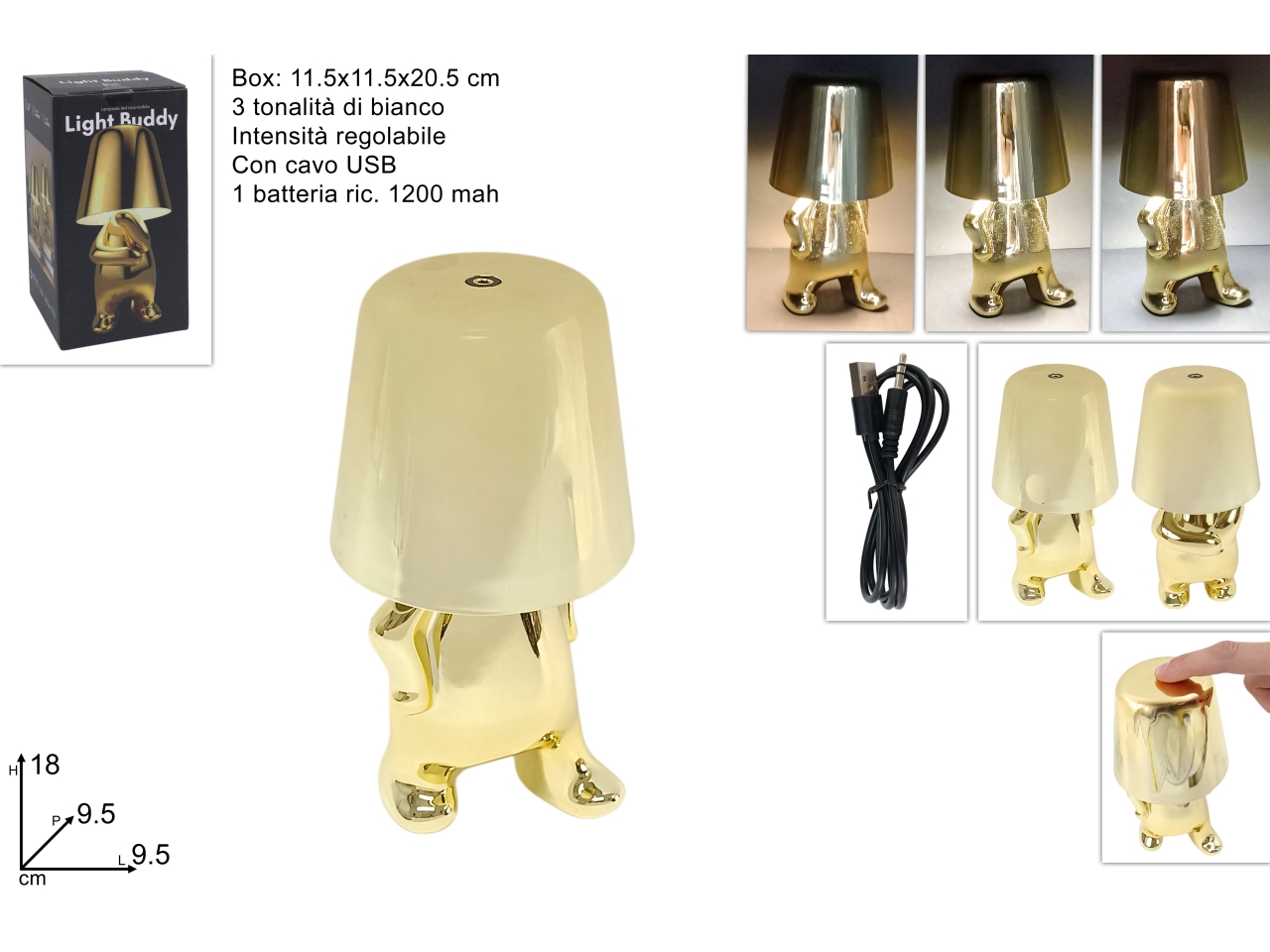 LAMPADA OMINO STILIZZATO ORO 2ASS DEV25009861