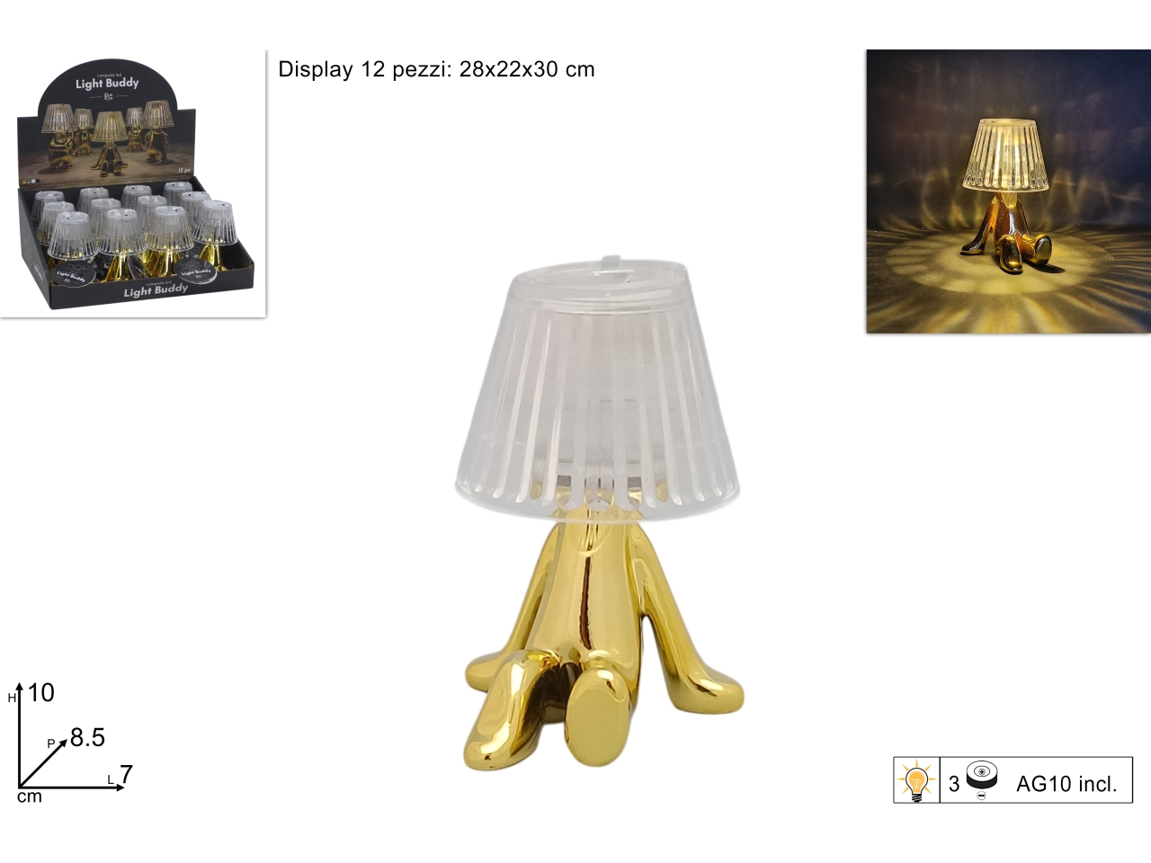LAMPADA OMINO SEDUTO STILIZ. BATT.ORO DEV25008071