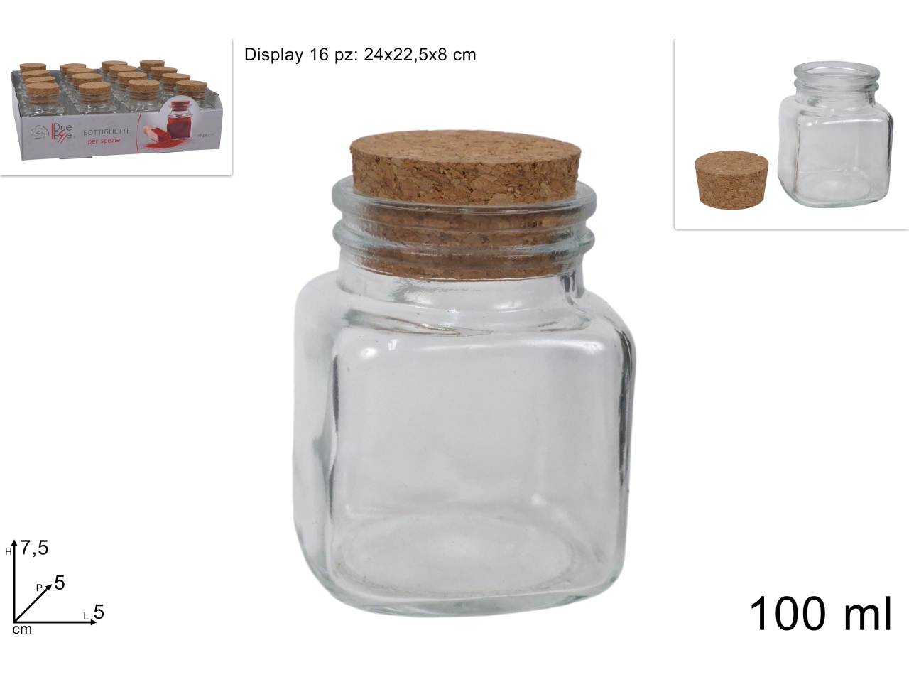 BOTTIGLIA VETRO 100ML C/TAPPO SUGHERO DEV24010211