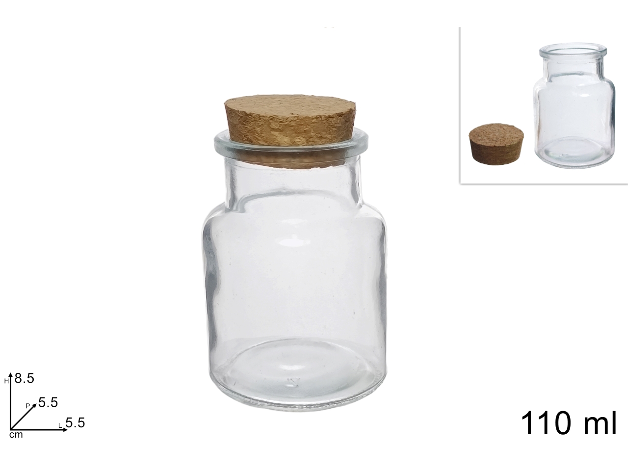 BOTTIGLIA VETRO 110ML C/TAPPO SUGHERO DEV24006391