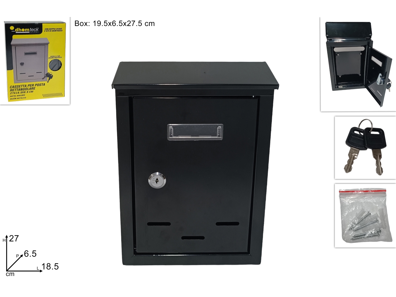 CASSETTA PER POSTA 27X18,5X6,5CM NERO DEV23007342