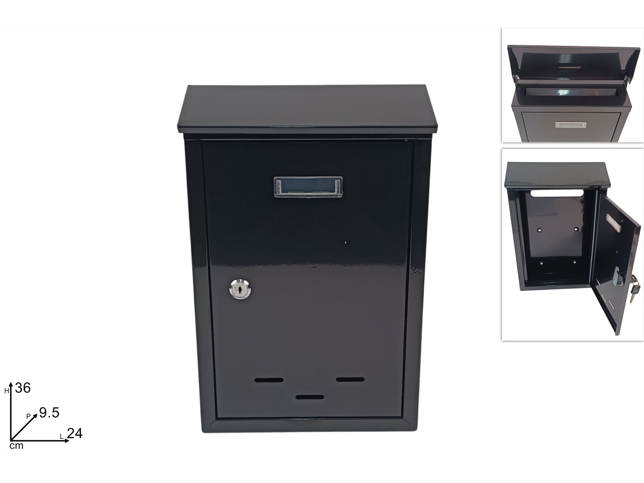 CASSETTA PER POSTA 36X24X9,5CM NERO DEV25019931