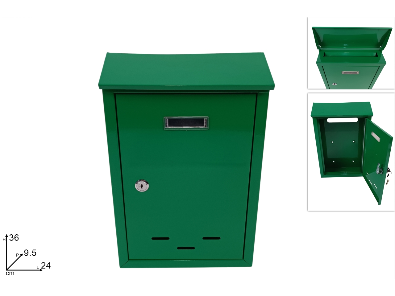 CASSETTA PER POSTA 36X24X9,5CM VERDE DEV25019971