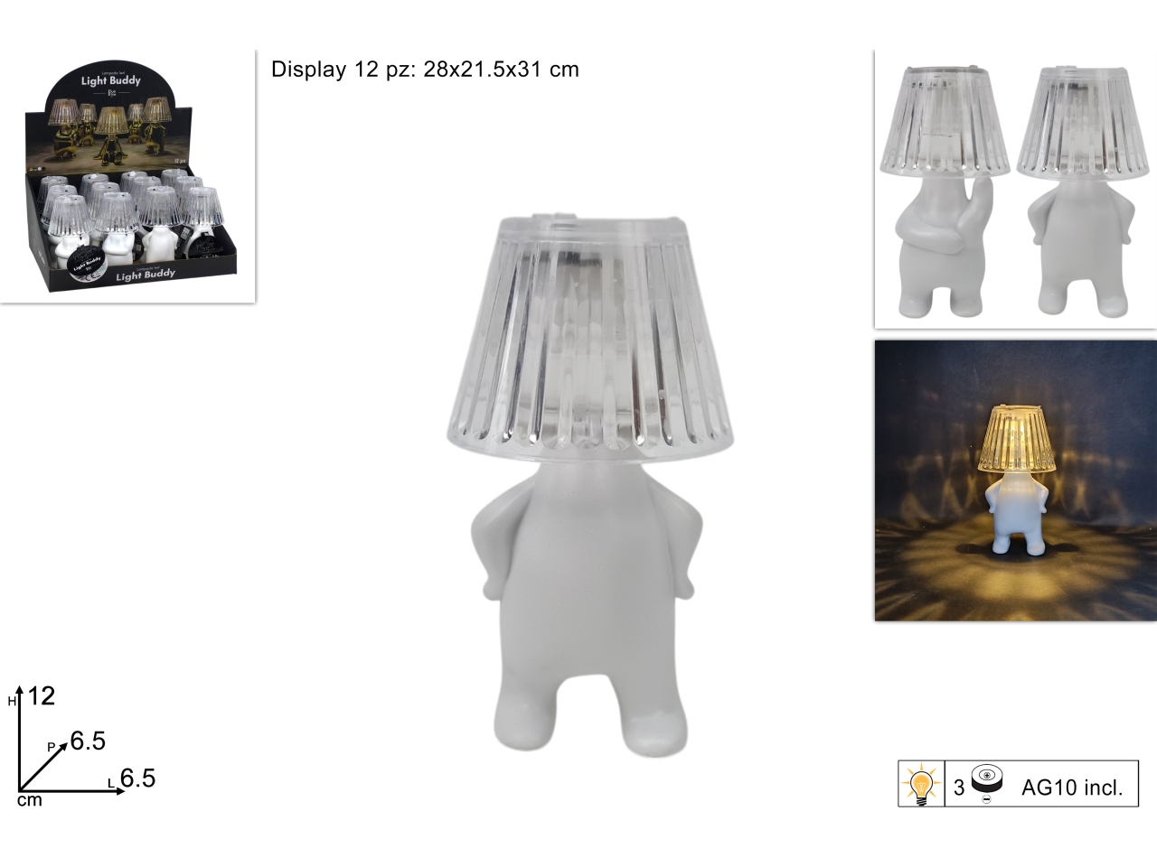 LAMPADA OMINO STILIZ. BIANCO 2ASS.