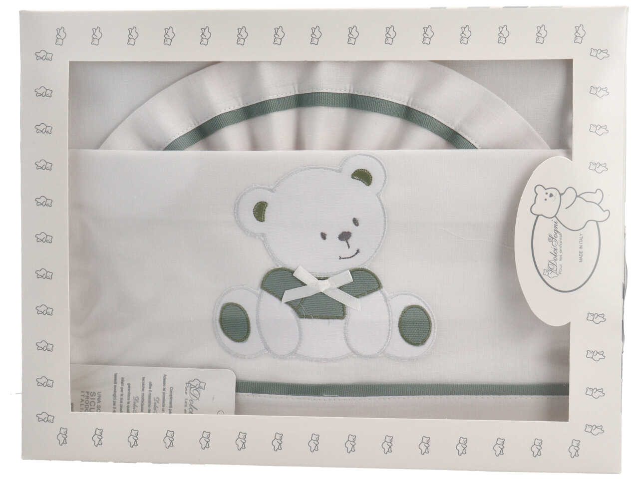 SET LENZUOLA CULLA RICAM. VERDE SALVIA SLC6005-020