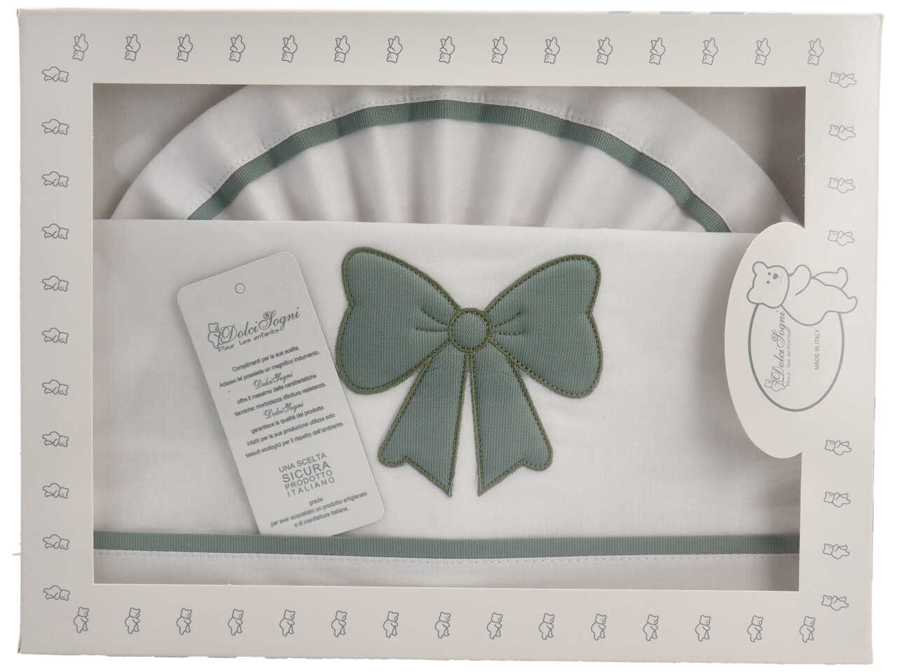 SET LENZUOLA CULLA RICAM. VERDE SALVIA SLC6032-020