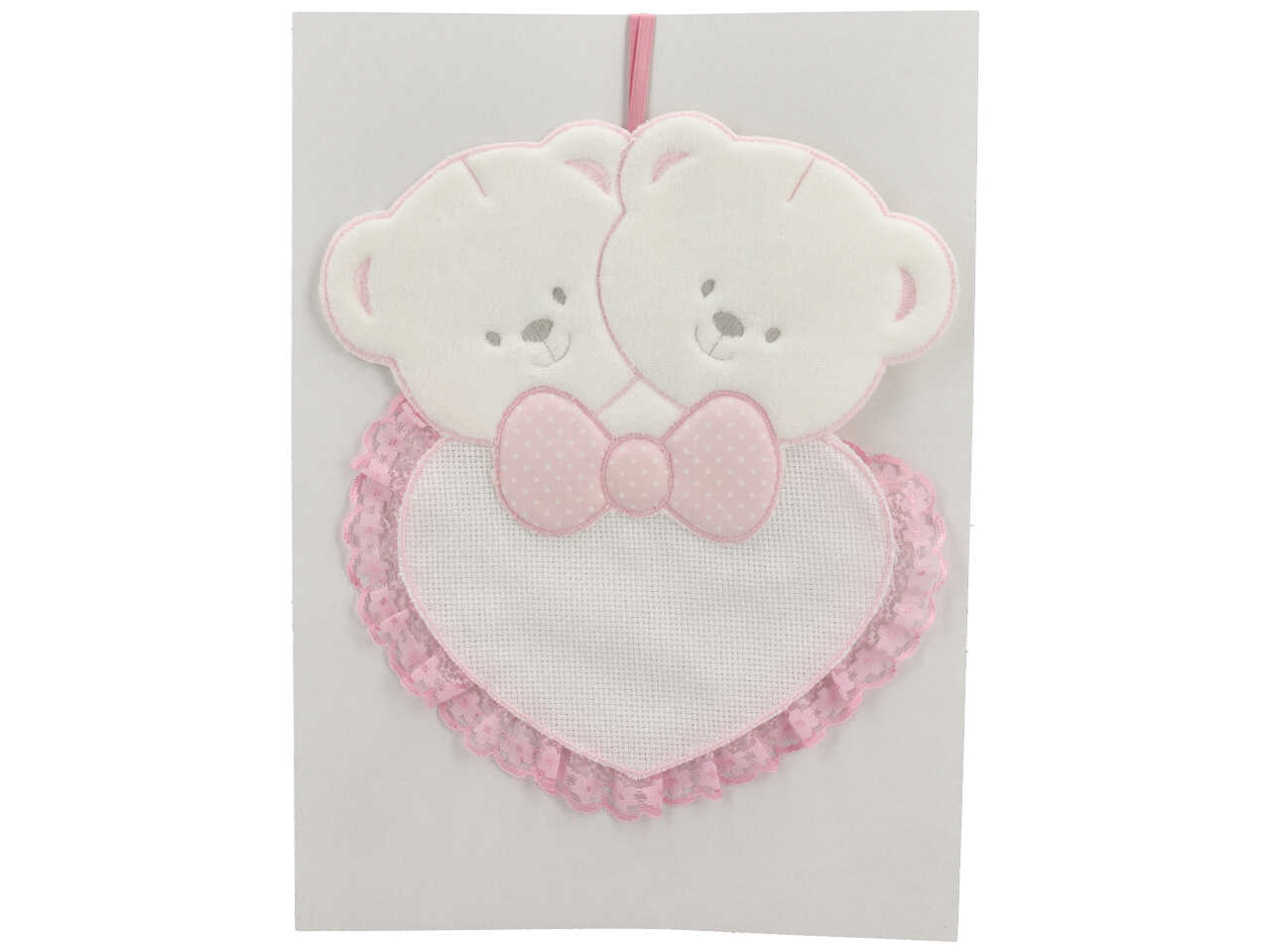 FIOCCO NASCITA DOPPIO ORSETTO ROSA FCN1020-002 FIOCCO NASCITA DOPPIO ORSETTO ROSA FCN1020-002