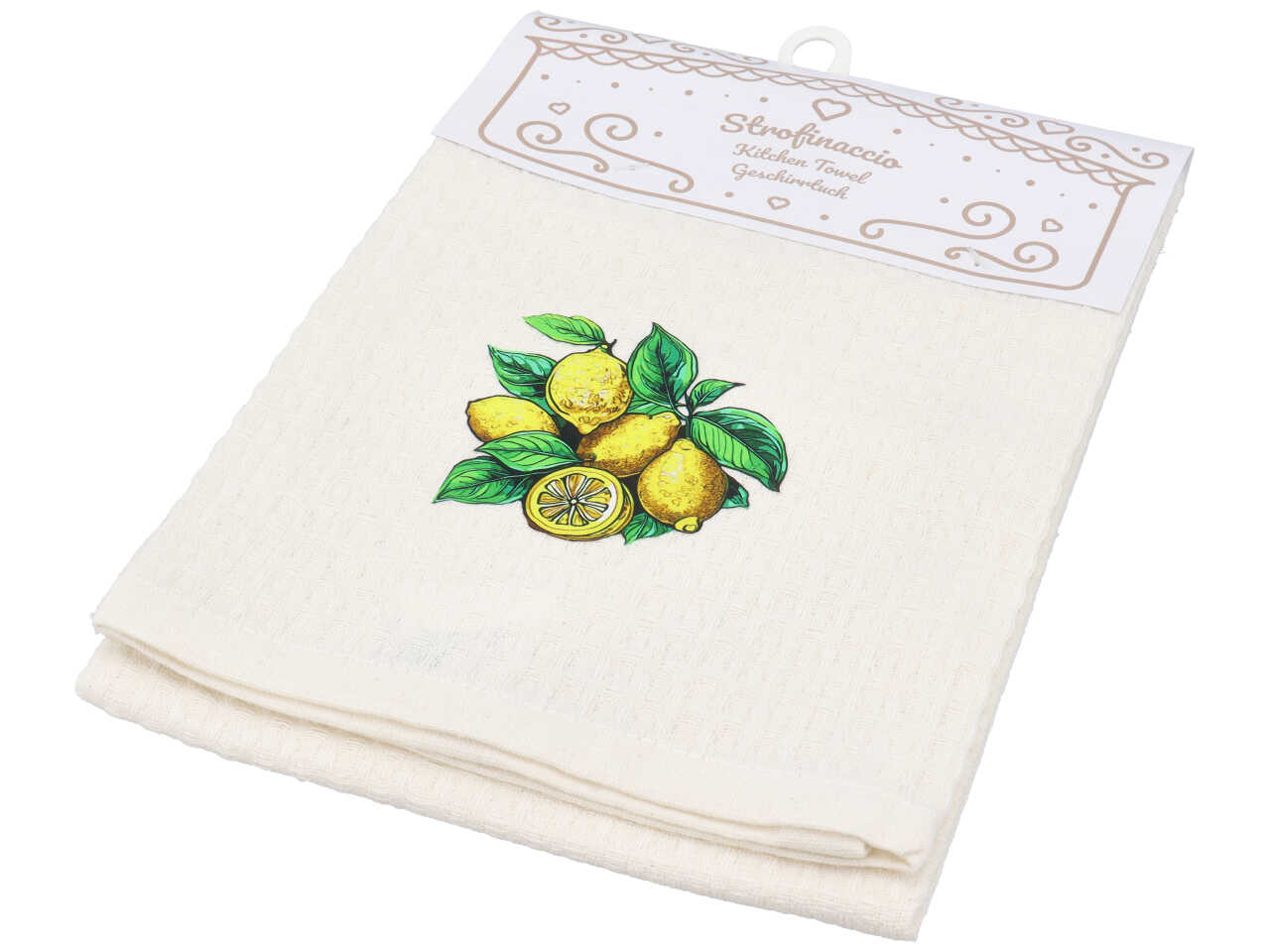 STROFINACCIO COTONE BIANCO STAMPA LIMONE STROFINACCIO COTONE BIANCO STAMPA LIMONE