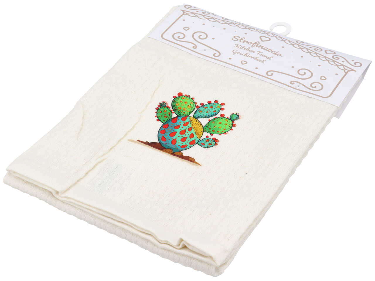 STROFINACCIO COTONE BIANCO STAMPA FICHI D’INDIA STROFINACCIO COTONE BIANCO STAMPA FICHI D’INDIA